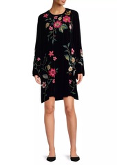 Johnny Was Rhoda Embroidered Velvet Midi-Dress