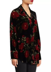 Johnny Was Rosana Floral Velvet Button-Front Shirt