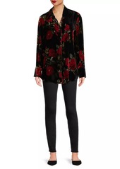 Johnny Was Rosana Floral Velvet Button-Front Shirt