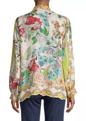 Johnny Was Rossy Abby Floral Silk Blouse