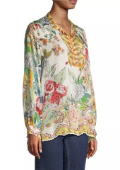 Johnny Was Rossy Abby Floral Silk Blouse