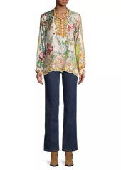 Johnny Was Rossy Abby Floral Silk Blouse