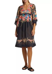Johnny Was Royal Floral Cotton & Silk Coverup