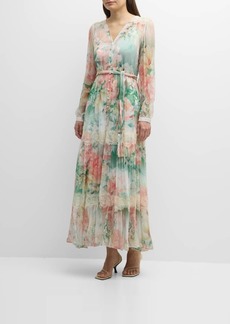 Johnny Was Ruksana Floral-Print Lace-Trim Maxi Dress