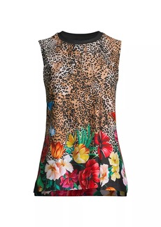 Johnny Was Sandra Mixed-Print High-Low Muscle Tank
