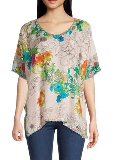 Johnny Was Sequence Halsey Floral Top In Multi