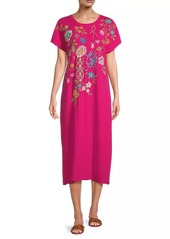 Johnny Was Sheri Embroidered Cotton T-Shirt Dress