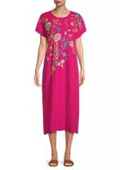 Johnny Was Sheri Embroidered Cotton T-Shirt Dress