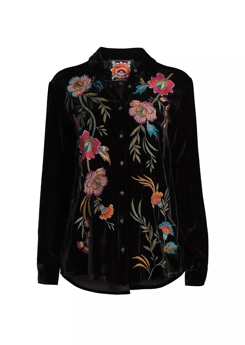 Johnny Was Sidonia Velvet Embroidered Shirt
