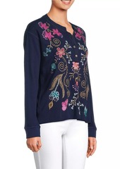 Johnny Was Sisa Embroidered Thermal Henley Top