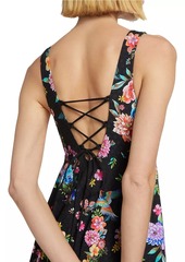 Johnny Was Sognatore Nero Back Tie Skirted One-Piece Swimsuit