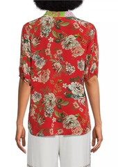 Johnny Was Steph Floral Silk Short-Sleeve Shirt