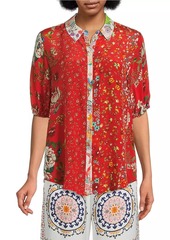 Johnny Was Steph Floral Silk Short-Sleeve Shirt