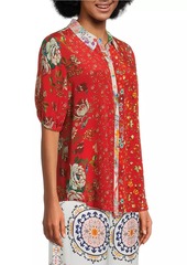 Johnny Was Steph Floral Silk Short-Sleeve Shirt