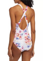 Johnny Was Summer Days Eyelet Cross-Back One-Piece Swimsuit