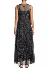 Johnny Was Swing Lace Embroidered Mesh Maxi Dress