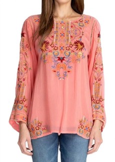 Johnny Was Sypress Blouse In Coral Sunset
