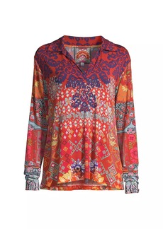 Johnny Was Syriah Abstract-Print Henley