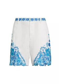 Johnny Was Tai Embroidered Linen Shorts