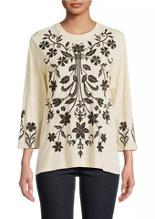 Johnny Was Talithia Embroidered Cotton Top