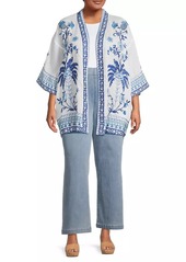 Johnny Was Tarra Embroidered Open Caftan Top