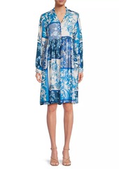 Johnny Was Thula Floral Silk Midi-Dress