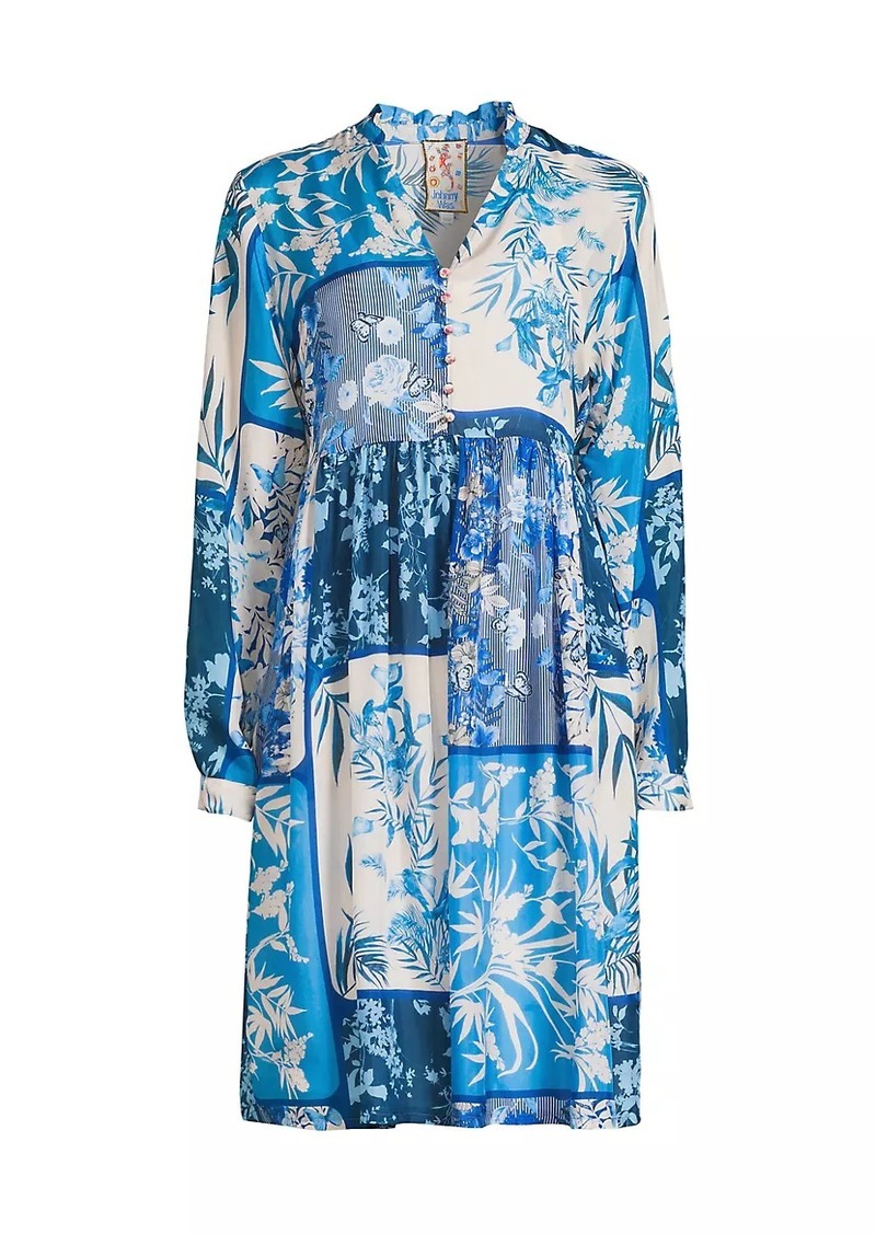 Johnny Was Thula Floral Silk Midi-Dress