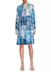 Johnny Was Thula Floral Silk Midi-Dress