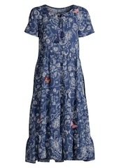 Johnny Was Tiered Floral Midi Dress