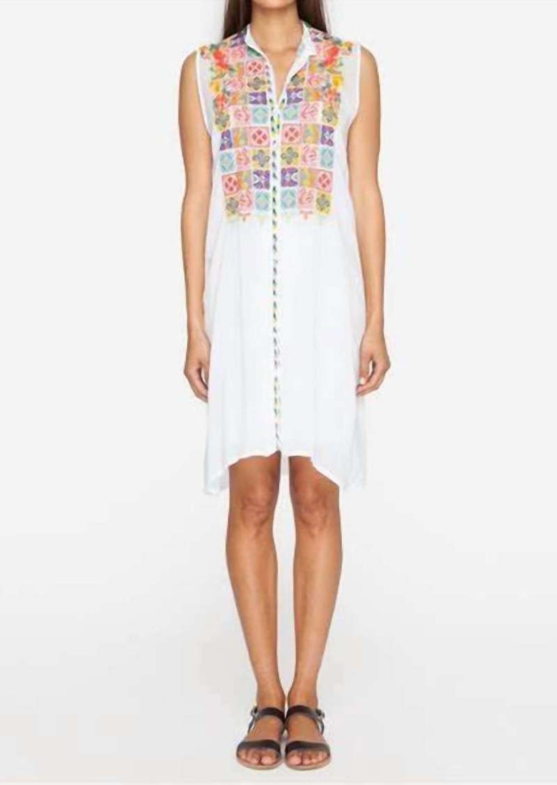 Johnny Was Torreya Button Down Dress (Slip) In White