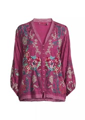 Johnny Was Velouette Floral Embroidered Blouse