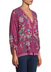 Johnny Was Velouette Floral Embroidered Blouse