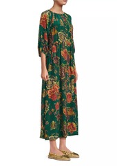 Johnny Was Verronah Floral Silk Drawstring Midi-Dress