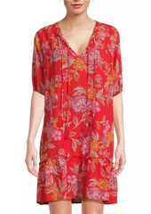 Johnny Was Whimsical Hibiscus Pleated Dress