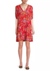 Johnny Was Whimsical Hibiscus Pleated Dress