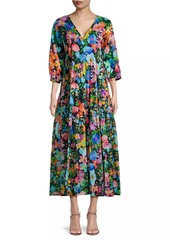 Johnny Was Wild Blooms Floral Tiered Maxi Dress