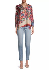 Johnny Was Window Lin Silk Floral Blouse