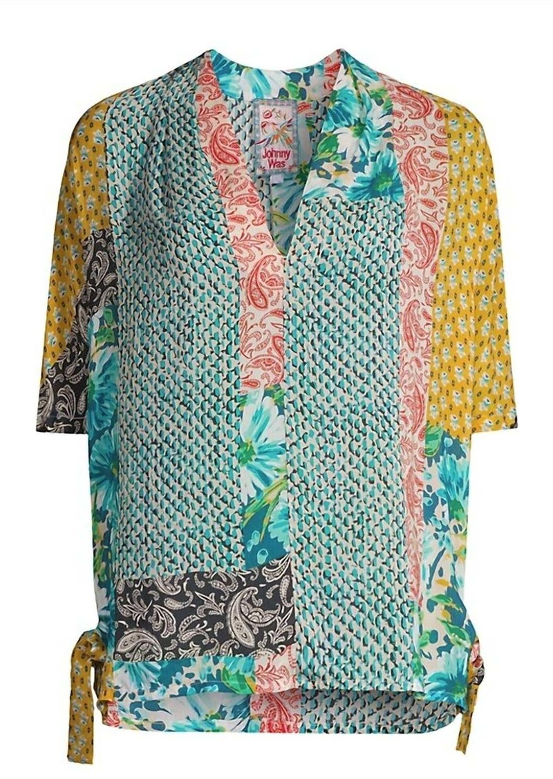 Johnny Was Women Ravenne Paisley V-Neck Tie Sides Pull On Top Blouse In Multicolor