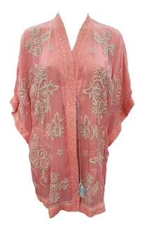 Johnny Was Women's Dorothea Tassle-Tie Embroidered Kimono In Coral