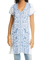 Johnny Was Harriet Embroidered Linen Tunic Dress in White at Nordstrom