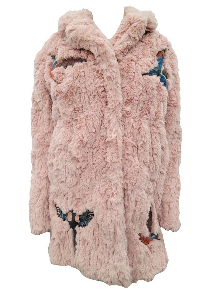 Johnny Was Women's Wren Faux Fur Coat In Dusty Pink