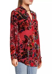 Johnny Was Yoella Floral Velvet Burnout Shirt