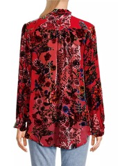 Johnny Was Yoella Floral Velvet Burnout Shirt