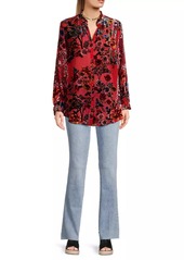 Johnny Was Yoella Floral Velvet Burnout Shirt