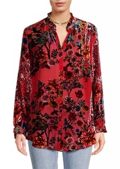 Johnny Was Yoella Floral Velvet Burnout Shirt