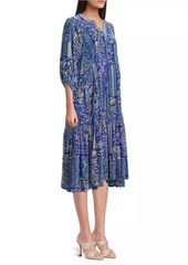 Johnny Was Yoka Floral Tiered Midi-Dress