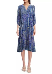 Johnny Was Yoka Floral Tiered Midi-Dress