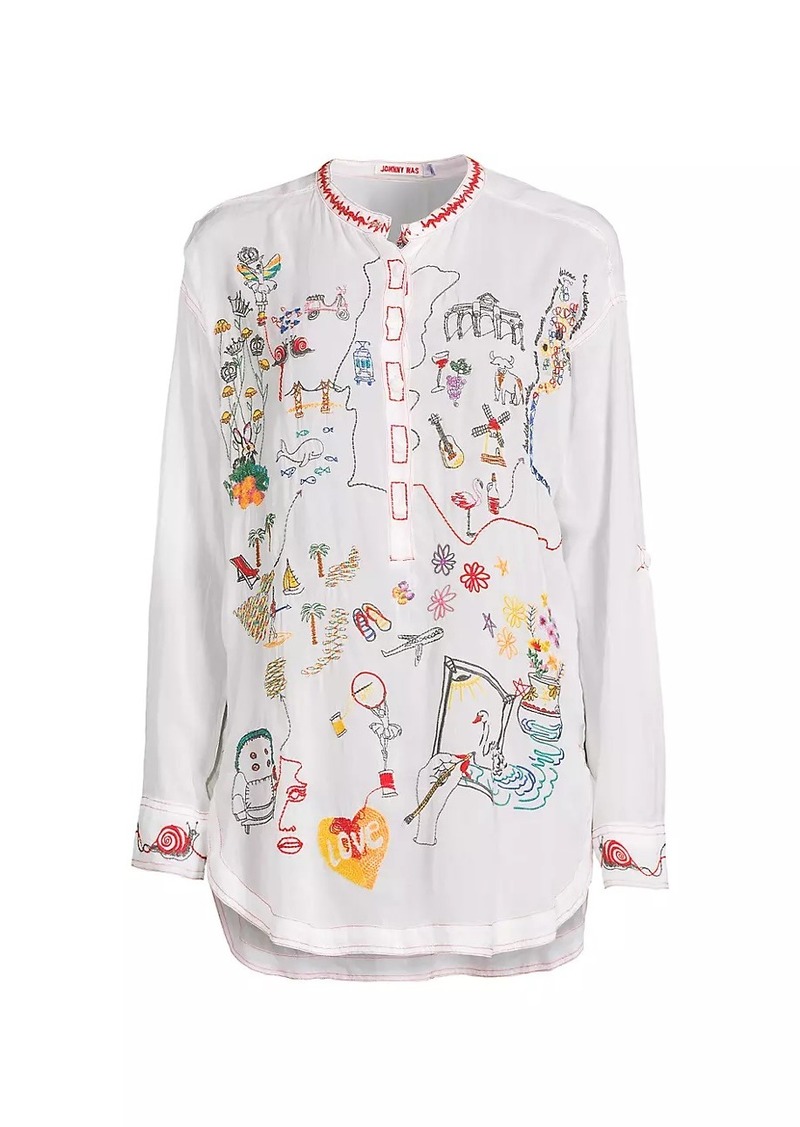 Johnny Was Zadonia Embroidered Tunic Blouse