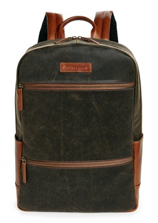 Johnston & Murphy Antique Leather Backpack in Black/Tan at Nordstrom Rack