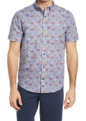 Johnston & Murphy Bicycle Print Short Sleeve Button-Down Shirt in Navy at Nordstrom
